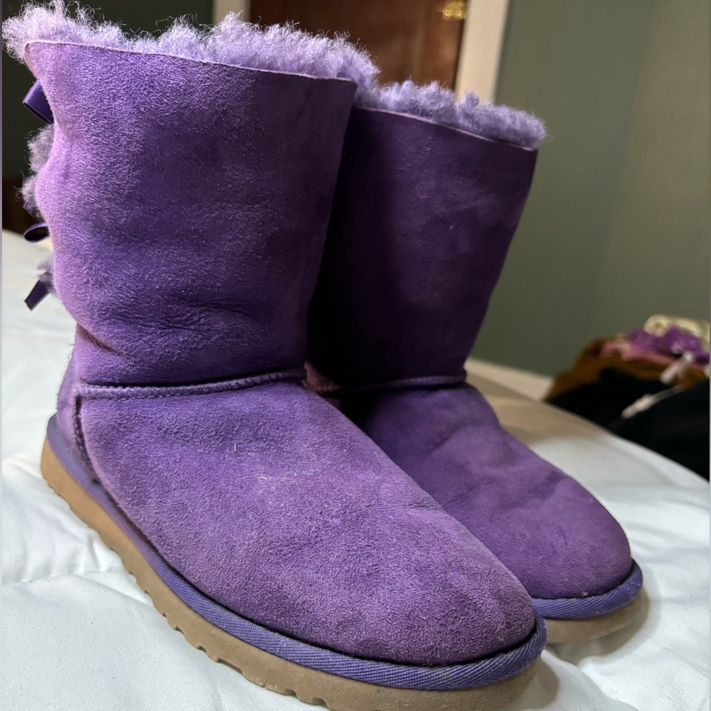 Purple Bailey bow uggs